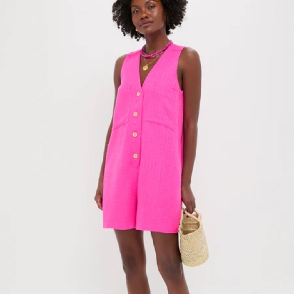 Tuckernuck Hot Pink Tweed Romper, Size S